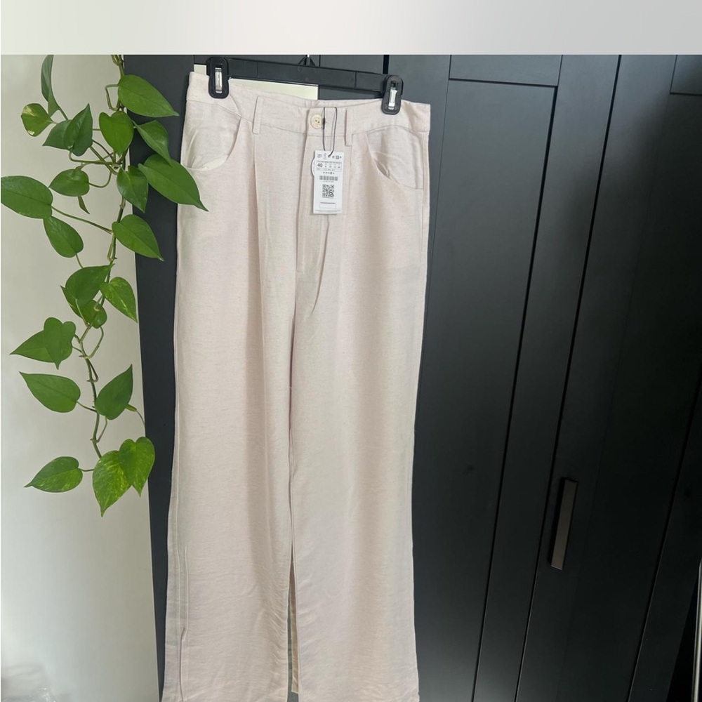Stradivarius Beige Button-Detail Pants